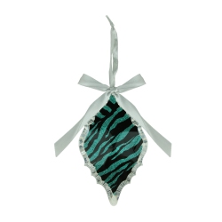 ALLSTATE 5.5" Glittered Zebra Print Teardrop Prism Christmas Ornament In Teal