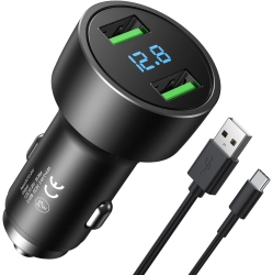 GENERIC Car Charger, Mini Cigarette Lighter USB Car Charger 2 Port 5V 4.8A Metal Car Adapter With 3.3Ft Type-C Charging Cable