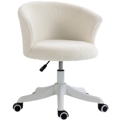 VINSETTO Armless Office Chair, Fluffy Computer Desk Chair With Adjustable Height, Swivel Wheels, Mid Back In White