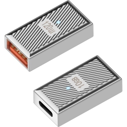 DOLAER Pd120W USB C Female to USB3.1 Female Otg Adapter Extender 10GBps Type C Jack to USB3.1 Jack Fast Charging Data Connector Coupler, Zn Alloy/led