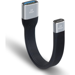 DOLAER P USB C Female to USB Female Adapter, 10GBps USB C to USB 3.1 Adapter Cable, USB C Female to USB A Female Adapter Soft Flat Short USB C to USB