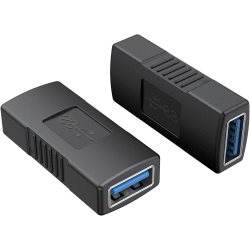 DOLAER USB 3.0 Coupler, C 2 Pack USB Female to Female Adapter USB 3.0 Type A Female to Female Extension Adapter Super Speed USB 3.0 Adapter In Black