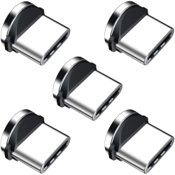 DOLAER A Magnetic Connector Tip Heads [5-Pack] USB C Magnetic Adapter 360° Rotating Strong Magnetic Phone Cable Adapter for Type C Device