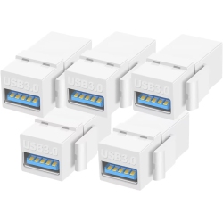 DOLAER 5 Pack USB 3.0 Keystone Jack Inserts USB Female to USB Female Adapters Connector USB 3.0 Female Coupler Insert Snap-In Connector Socket