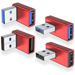 DOLAER 90 Degree USB 3.0 Adapter 4 Pack, Up And Down Angle, Left And Right Angle USB A Male to Female Converter Extender for PC, Laptop, USB A