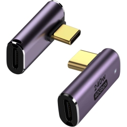 DOLAER USB4 90 Degree USB C Adapter, Right Angle USB C to USB C Adapter USB C Male to USB C Female Extender, Thunderbolt 4 40GBps 240W Type C Adapter