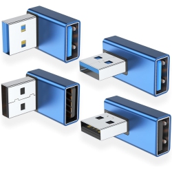 DOLAER 90 Degree USB 3.0 Adapter 4 Pack, Up And Down Angle, Left And Right Angle USB A Male to Female Converter Extender for PC, Laptop, USB A