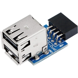 DOLAER S 9Pin USB 2.0 Female Pin Dual 2 Port USB Motherboard Header Adapter-Dual Layer Type for PC (Dual)