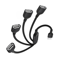 DOLAER USB Splitter 4 Port Y Cable 3.3Ft, Male to 4 Female USB-A Expander Hub, Multi USB Extender, Extra Multiport Data Charger Split Adapter for Mac