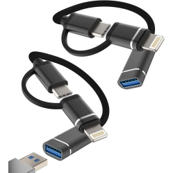 DOLAER Otg Cable Dongle(2Pack)USB A Female to USB C+ Lightning Male Adapter Type 3.0 Converter Thunderbolt Camera Port Mouse Adaptador for Apple