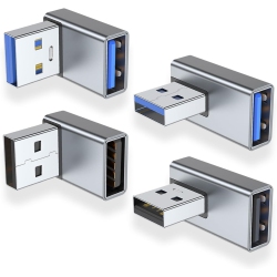 DOLAER 90 Degree USB 3.0 Adapter 4 Pack, Up And Down Angle, Left And Right Angle USB A Male to Female Converter Extender for PC, Laptop, USB A