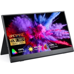 UPERFECT True 4K Portable Monitor, 15.6" Uhd Ips 3840X2160 USB C, Unique Arch Metal Frame, 100% Adobe RGB 600 Nits Brightness, HDr Freesync Speaker