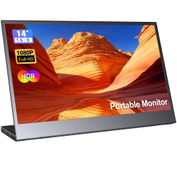 UPERFECT 14 Inch Portable Monitor Freestanding, 1080P Fhd Ips HDr Laptop Screen Gaming Display, External USB C HDMI Monitor for Laptop Phone Xbox