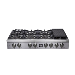 FORNO Spezia Alta Qualita 48" Pro-Style Gas Rangetop - High-Quality Stainless Steel Cooktop