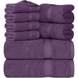 UTOPIA Towels 8-Piece Premium Towel Set, 2 Bath Towels, 2 Hand Towels, And 4 Wash Cloths, 600 Gsm 100% Ring Spun Cotton Highly Absorbent Towels For