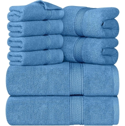 UTOPIA Towels 8-Piece Premium Towel Set, 2 Bath Towels, 2 Hand Towels, And 4 Wash Cloths, 600 Gsm 100% Ring Spun Cotton Highly Absorbent Towels For