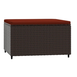 VIDAXL Garden Footrest With Cushion Poly Rattan In Brown