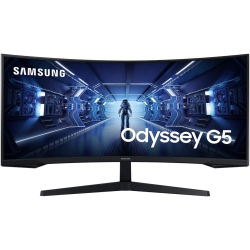 SAMSUNG – 34" Odyssey G5, Ultra Wqhd (3440 X 1440), 21:9 Curved, 165Hz, 1Ms, HDr, Freesync Premium, Displayport, HDMI, Gaming Monitor