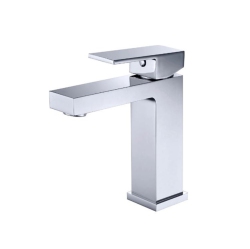 MAX FAUCETS Single Handle Bathroom Faucet Elegance Square Design Chrome Finish