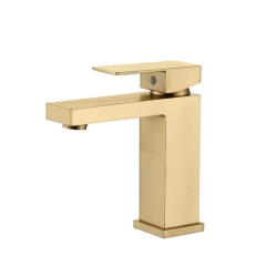 MAX FAUCETS Elegance Square Design Bathroom Faucet Brushed Finish In Gold