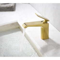 MAX FAUCETS Modern Single Handle Bathroom Faucet Design Brushed Finish In Gold