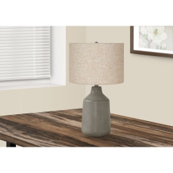 MONARCH SPECIALTIES I 9703 - Lighting, 24"h, Table Lamp Concrete, Beige Shade, Contemporary In Grey