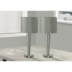 MONARCH SPECIALTIES I 9642 - Lighting, Set Of 2, 24""h, Table Lamp, USB Port Included, Nickel Metal Shade, Contemporary In Grey