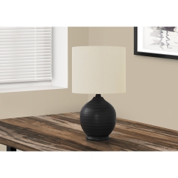 MONARCH SPECIALTIES I 9739 - Lighting, 17"h, Table Lamp Ceramic, Ivory / Cream Shade, Transitional In Black