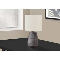 MONARCH SPECIALTIES I 9633 - Lighting, 19"h, Table Lamp Ceramic, Ivory / Cream Shade, Contemporary In Grey