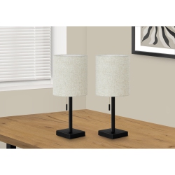 MONARCH SPECIALTIES I 9650 - Lighting, Set Of 2, 17"h, Table Lamp, USB Port Included Metal, Beige Shade, Contemporary In Black