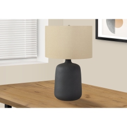 MONARCH SPECIALTIES I 9635 - Lighting, 24"h, Table Lamp Ceramic, Beige Shade, Contemporary In Black