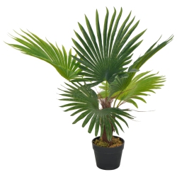 VIDAXL Artificial Plant Palm With Pot 27.6" In Green