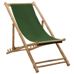 VIDAXL Deck Chair Bamboo And Canvas In Green