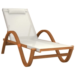 VIDAXL Sun Lounger With Pillow Textilene And Solid Wood Poplar In White