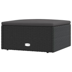 VIDAXL Garden Footstool With Cushion Poly Rattan In Black