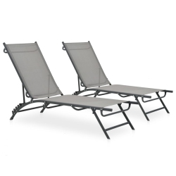 VIDAXL Sun Loungers 2 PCs Textilene And Steel