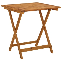 VIDAXL Folding Patio Table, Round Side Table, Weather-Resistant, Solid Wood, 27.6" X 27.6" X 29.5