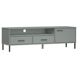 VIDAXL Tv Cabinet With Metal Legs Solid Wood Pine Oslo In Grey