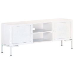 VIDAXL Tv Cabinet 45.3"x11.8"x18.1" Solid Mango Wood In White