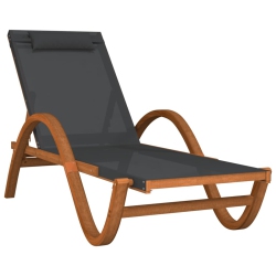 VIDAXL Sun Lounger With Pillow Textilene And Solid Wood Poplar In Grey
