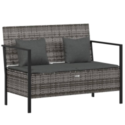 VIDAXL 2-Seater Garden Bench With Cushions Poly Rattan In Grey