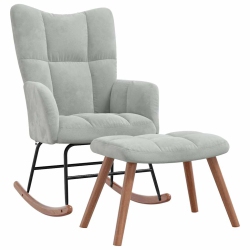VIDAXL Rocking Chair With A Stool Light Velvet In Grey