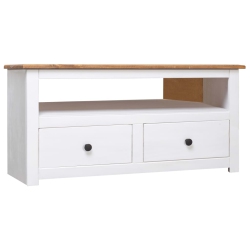 VIDAXL Corner Tv Cabinet 93X49X49 Cm Solid Pine Panama Range In White