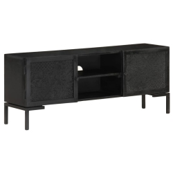VIDAXL Tv Cabinet 45.3"x11.8"x18.1" Solid Mango Wood In Black