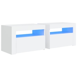 VIDAXL Bedside Cabinets 2 PCs With Leds 60X35X40 Cm In White