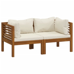 VIDAXL 2-Seater Garden Sofa With Cream Cushion Solid Acacia Wood