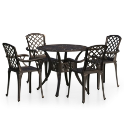 VIDAXL 5 Piece Bistro Set Cast Aluminium Bronze