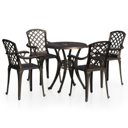 VIDAXL 5 Piece Bistro Set Cast Aluminium Bronze