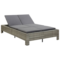 VIDAXL 2-Person Sunbed With Cushion Poly Rattan In Grey
