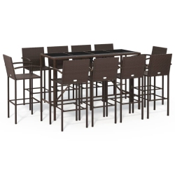VIDAXL 11 Piece Garden Bar Set Poly Rattan In Brown